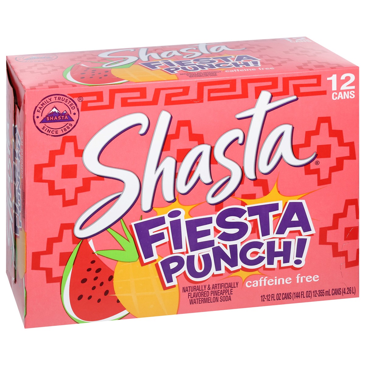 slide 9 of 14, Shasta Caffeine Free Fiesta Punch! Soda 12 - 12 fl oz Cans, 12 ct