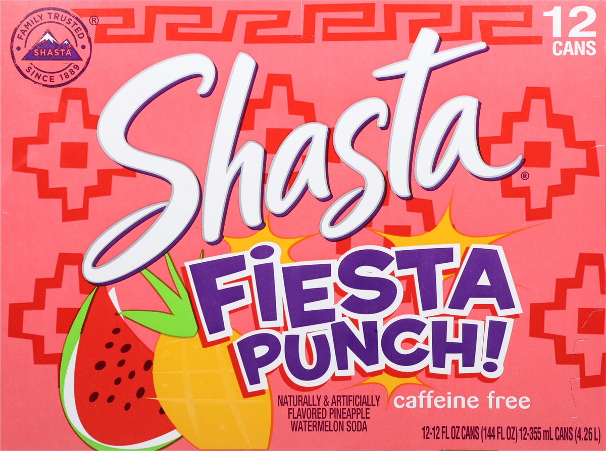 slide 10 of 14, Shasta Caffeine Free Fiesta Punch! Soda 12 - 12 fl oz Cans, 12 ct