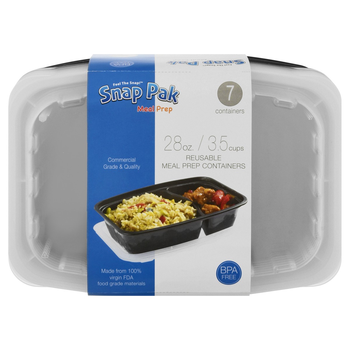 slide 1 of 1, Snap Pak 28 Ounce Reusable Meal Prep Containers 7 ea, 7 ct