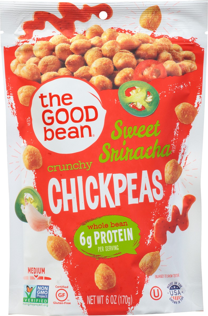 slide 2 of 12, The Good Bean Medium Crunchy Sweet Sriracha Chickpeas 6 oz, 6 oz