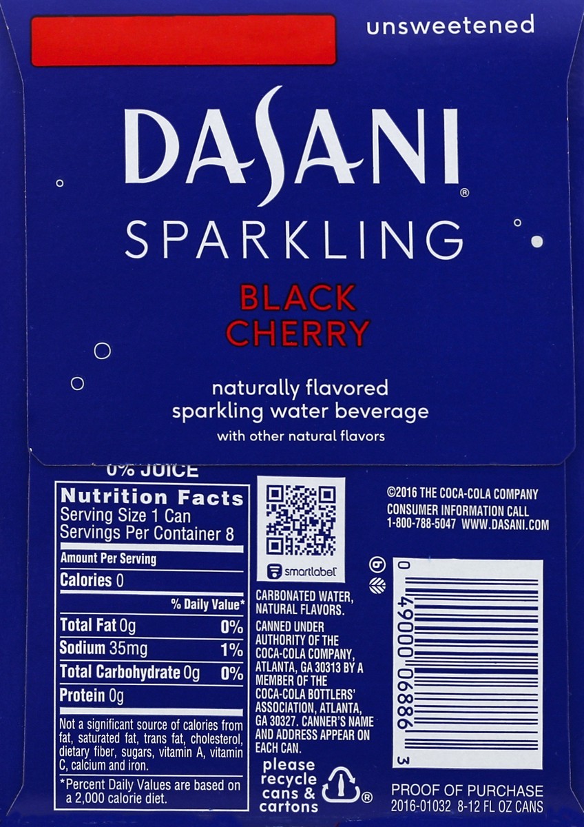 slide 3 of 6, Dasani Sparkling Black Cherry, 8 ct
