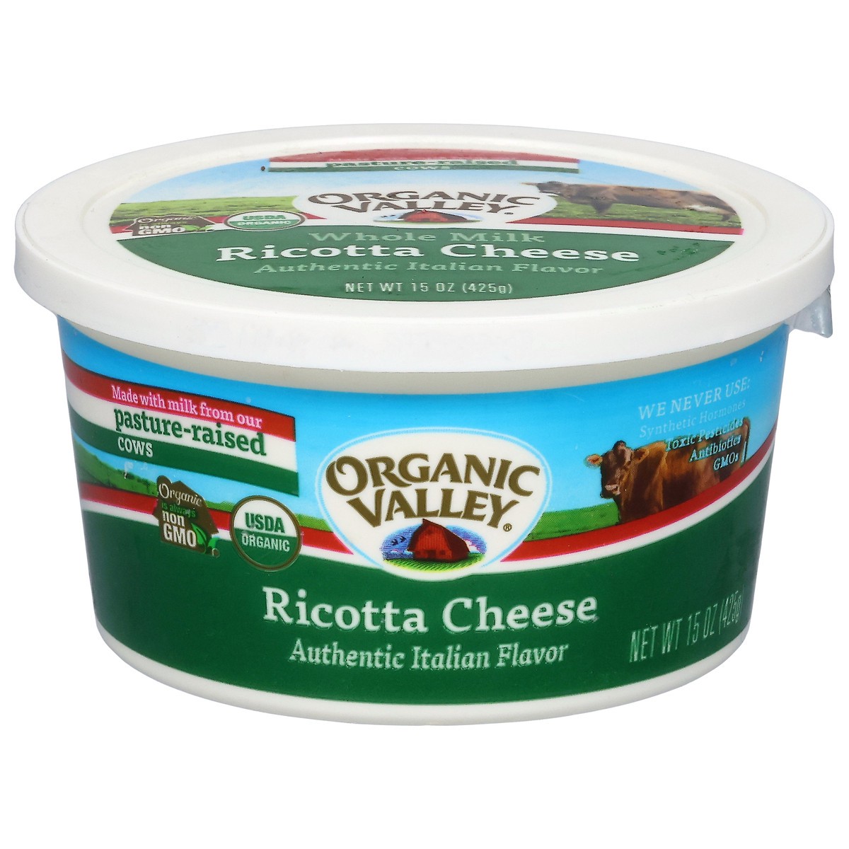 slide 1 of 14, Organic Valley Organic Ricotta Cheese, 15 oz