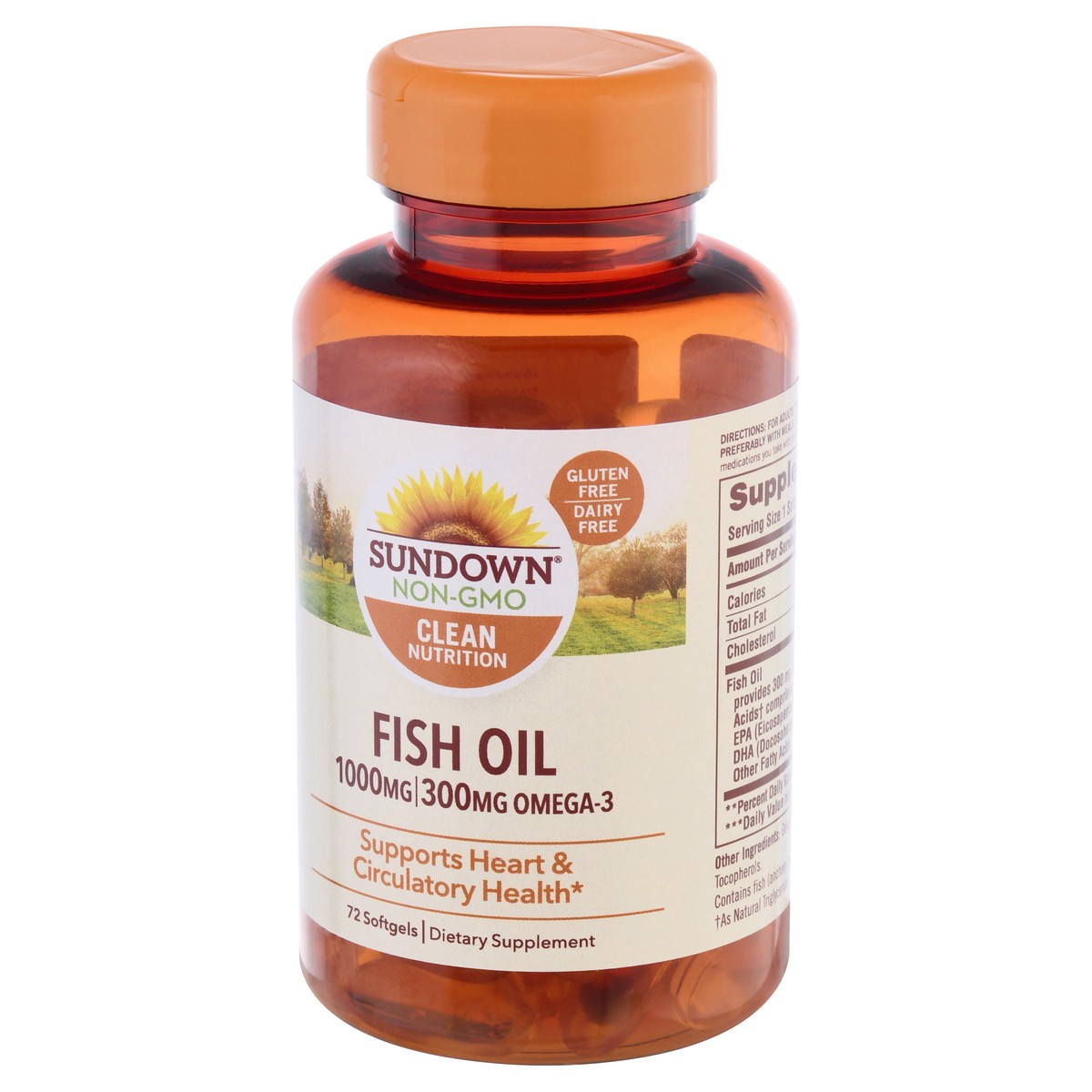 slide 8 of 9, Sundown Non-GMO 1000 mg Softgels Fish Oil 72 ea, 72 ct