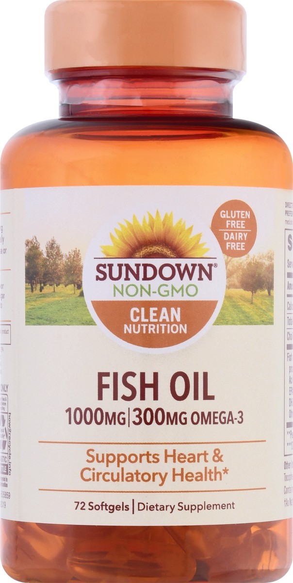 slide 3 of 9, Sundown Non-GMO 1000 mg Softgels Fish Oil 72 ea, 72 ct