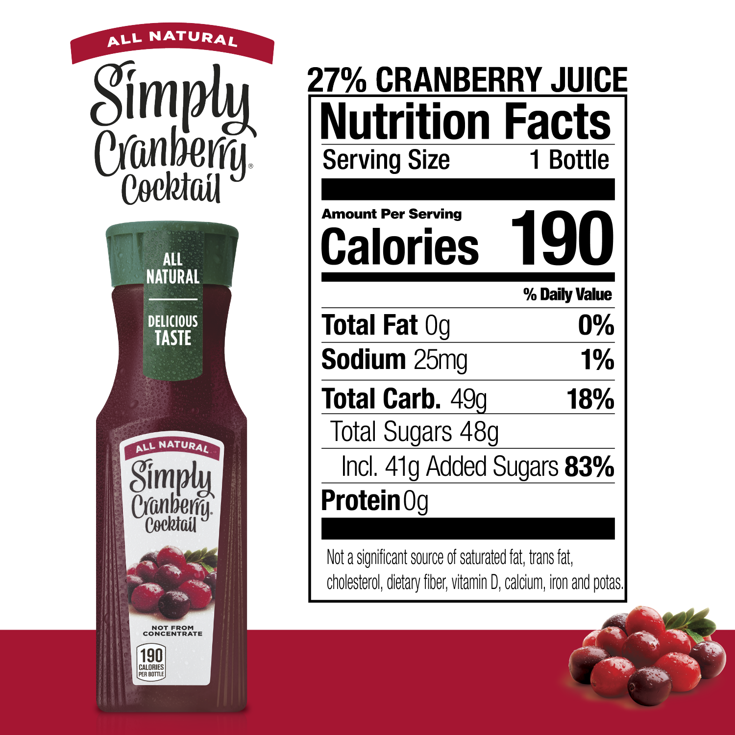 slide 3 of 5, Simply Cranberry Cocktail- 11.5 fl oz, 11.5 fl oz