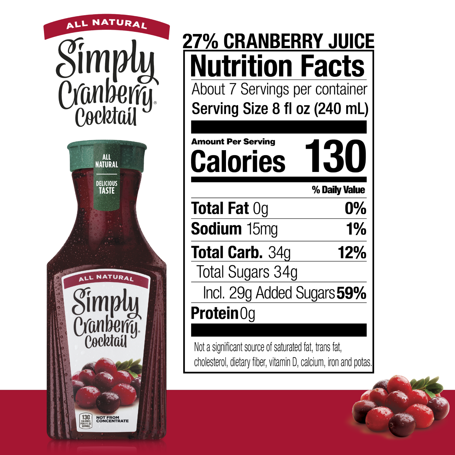 slide 4 of 5, Simply Cranberry Cocktail Bottle, 52 fl oz, 1 ct