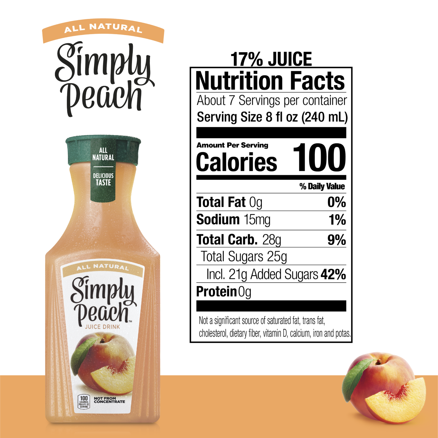 slide 4 of 4, Simply Peach Bottle, 52 fl oz, 52 fl oz