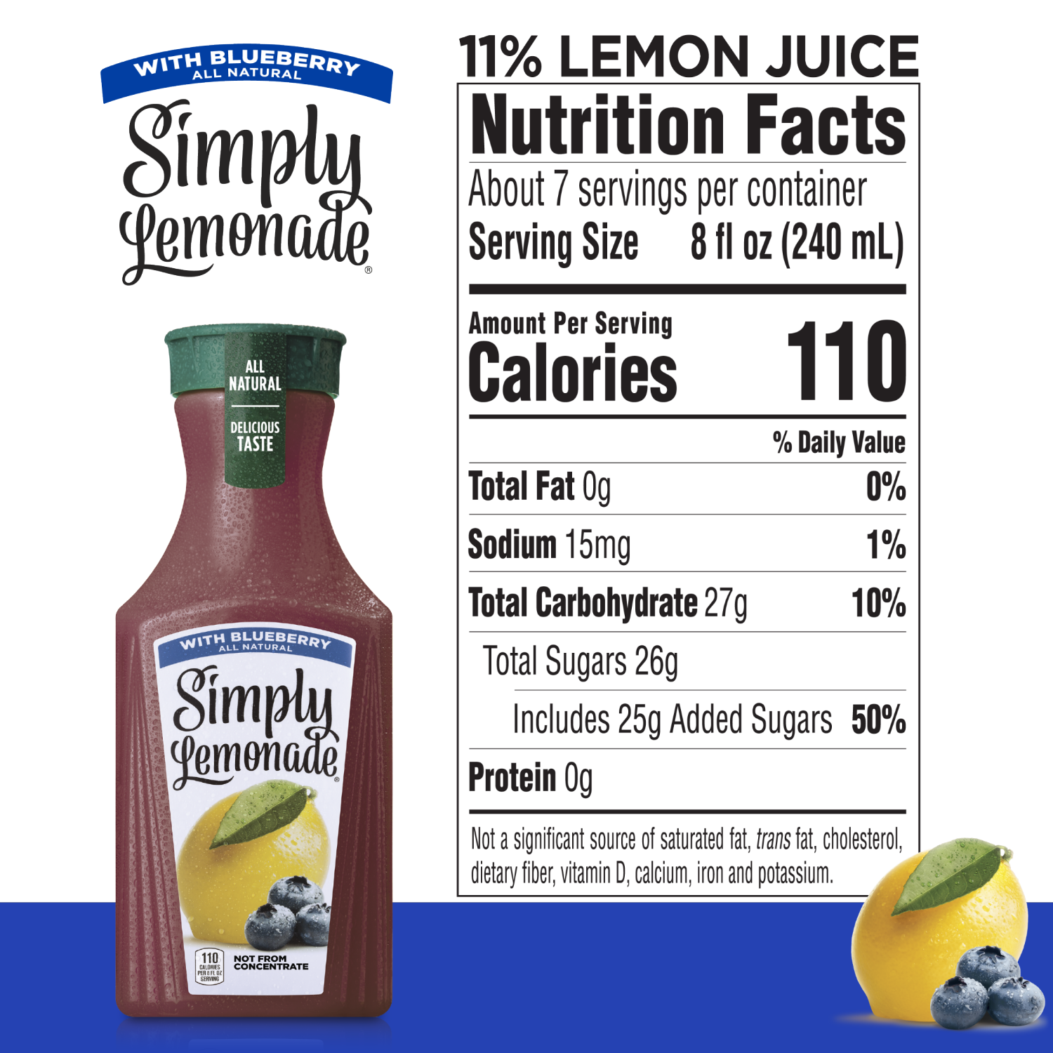 slide 4 of 4, Simply Lemonade w/ Blueberry Bottle, 52 fl oz, 1 ct