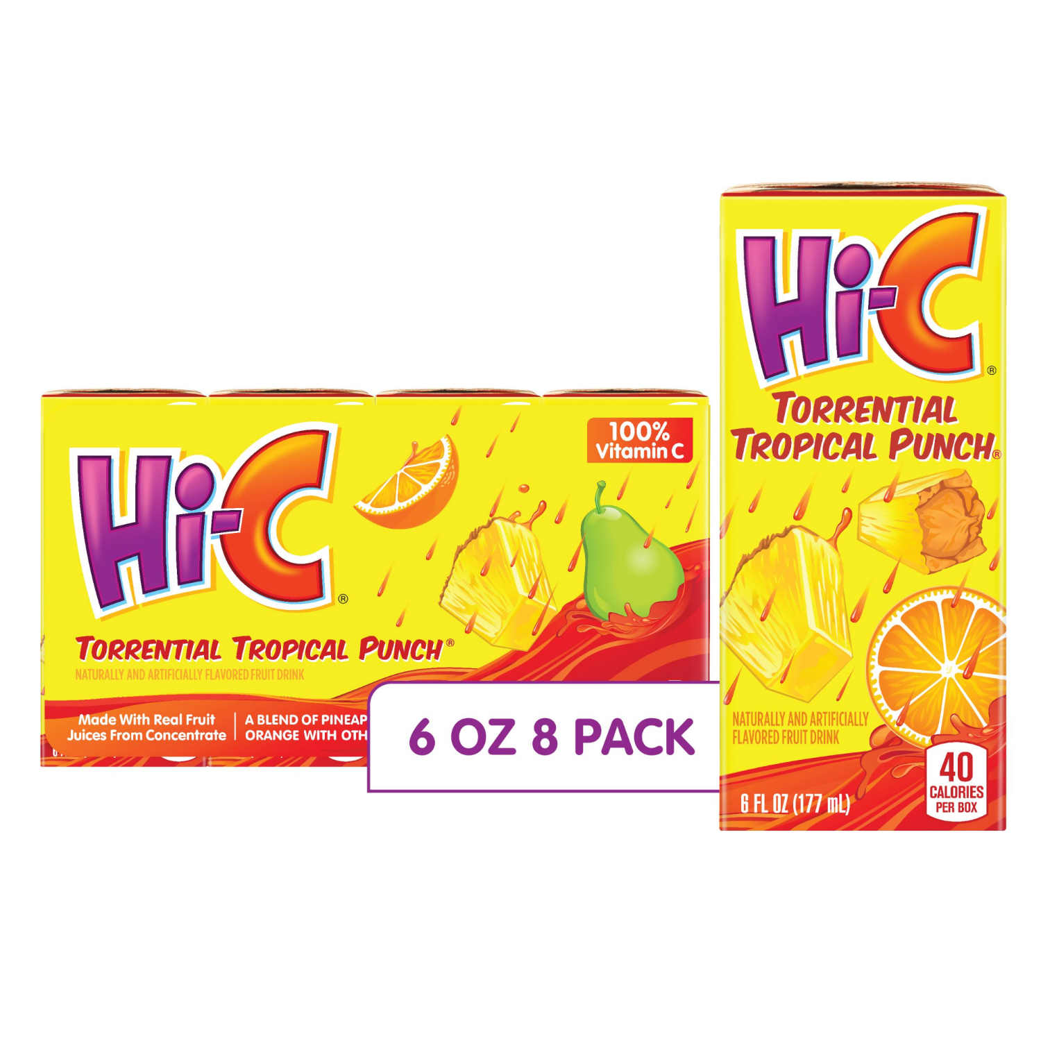 slide 1 of 8, Hi-C Torrential Tropical Punch Cartons, 6 fl oz, 8 Pack, 8 ct