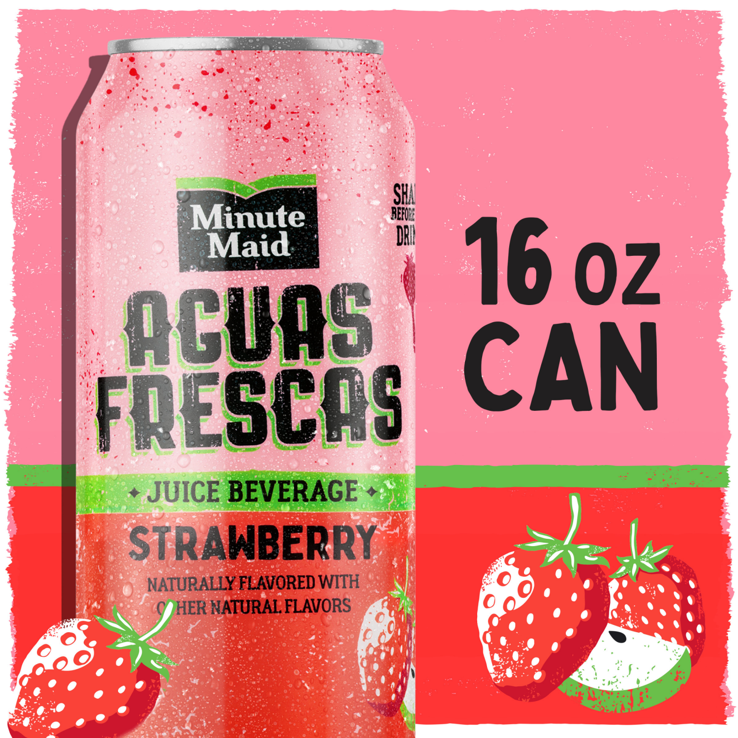 slide 8 of 8, Minute Maid Aguas Frescas Strawberry Can- 16 fl oz, 16 fl oz