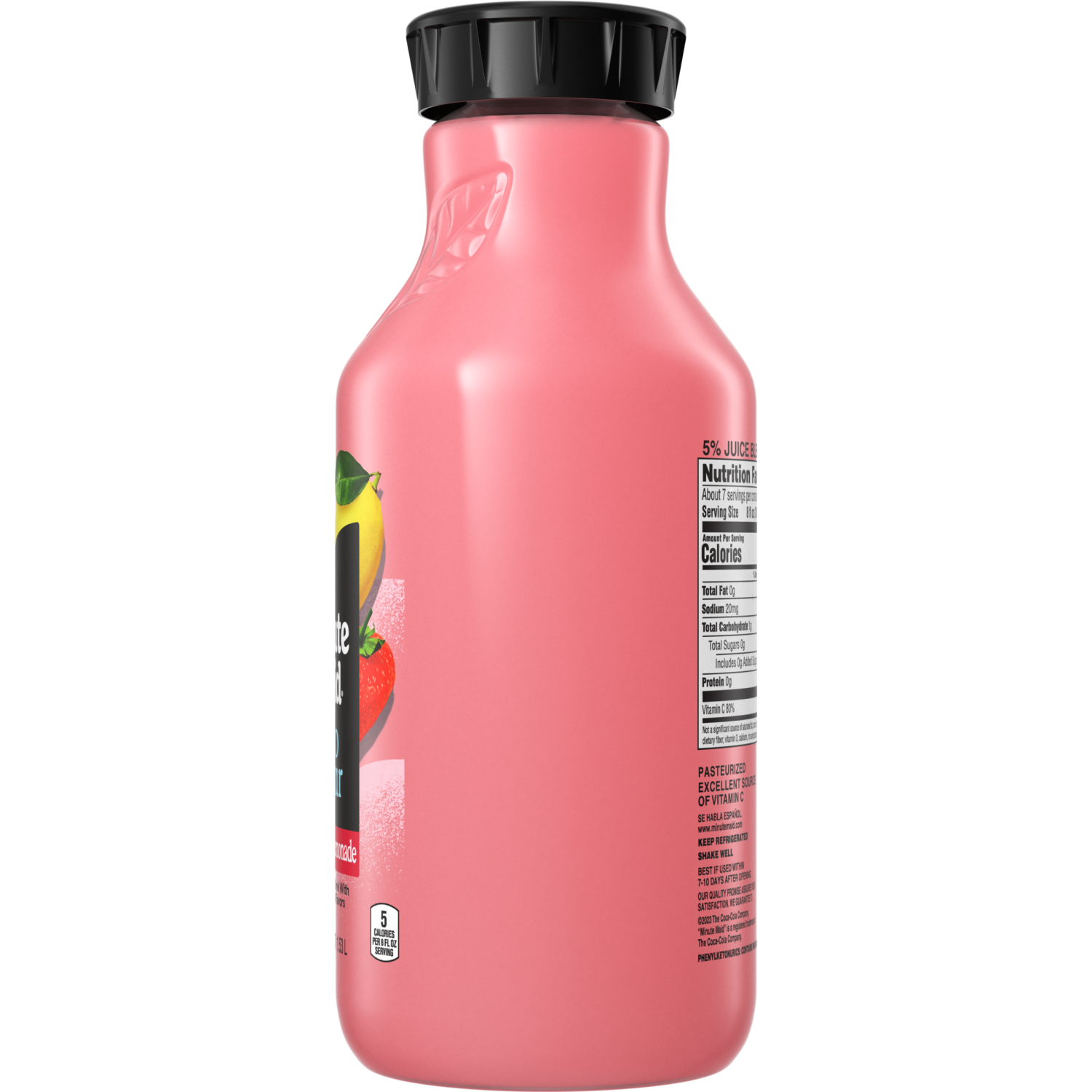 slide 5 of 7, Minute Maid Zero Sugar Strawberry Lemonade (NC) Bottle, 52 fl oz, 52 fl oz
