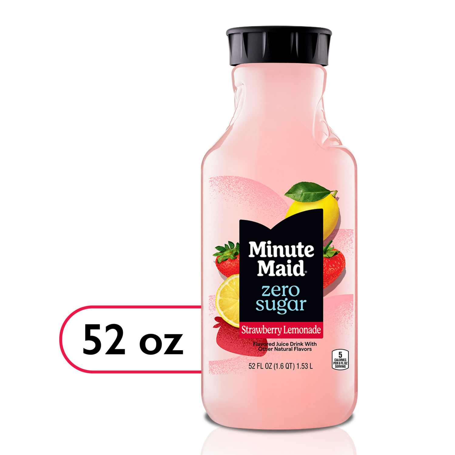 slide 1 of 7, Minute Maid Zero Sugar Strawberry Lemonade (NC) Bottle, 52 fl oz, 52 fl oz