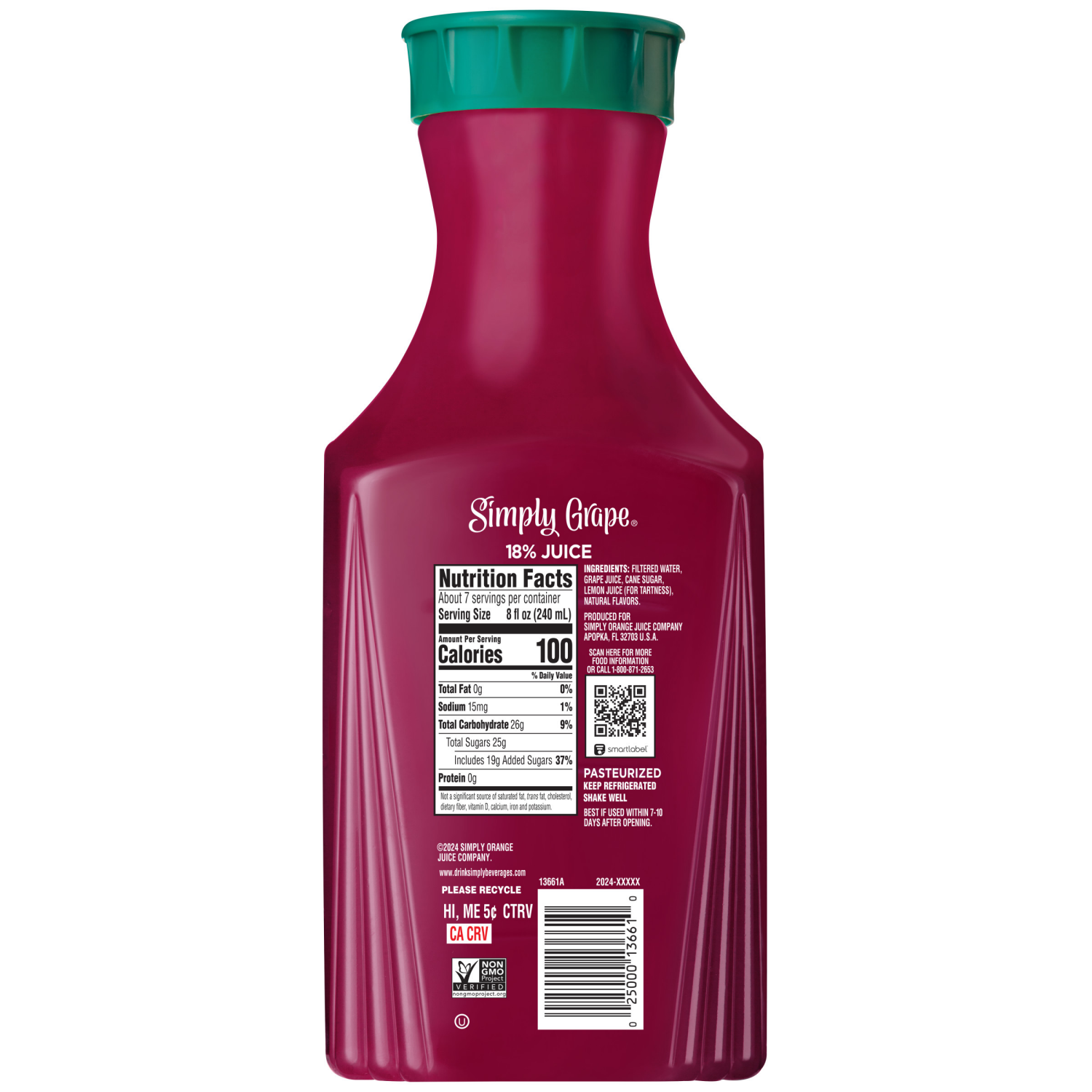 slide 2 of 7, Simply Grape (NC) Bottle, 52 fl oz, 52 fl oz