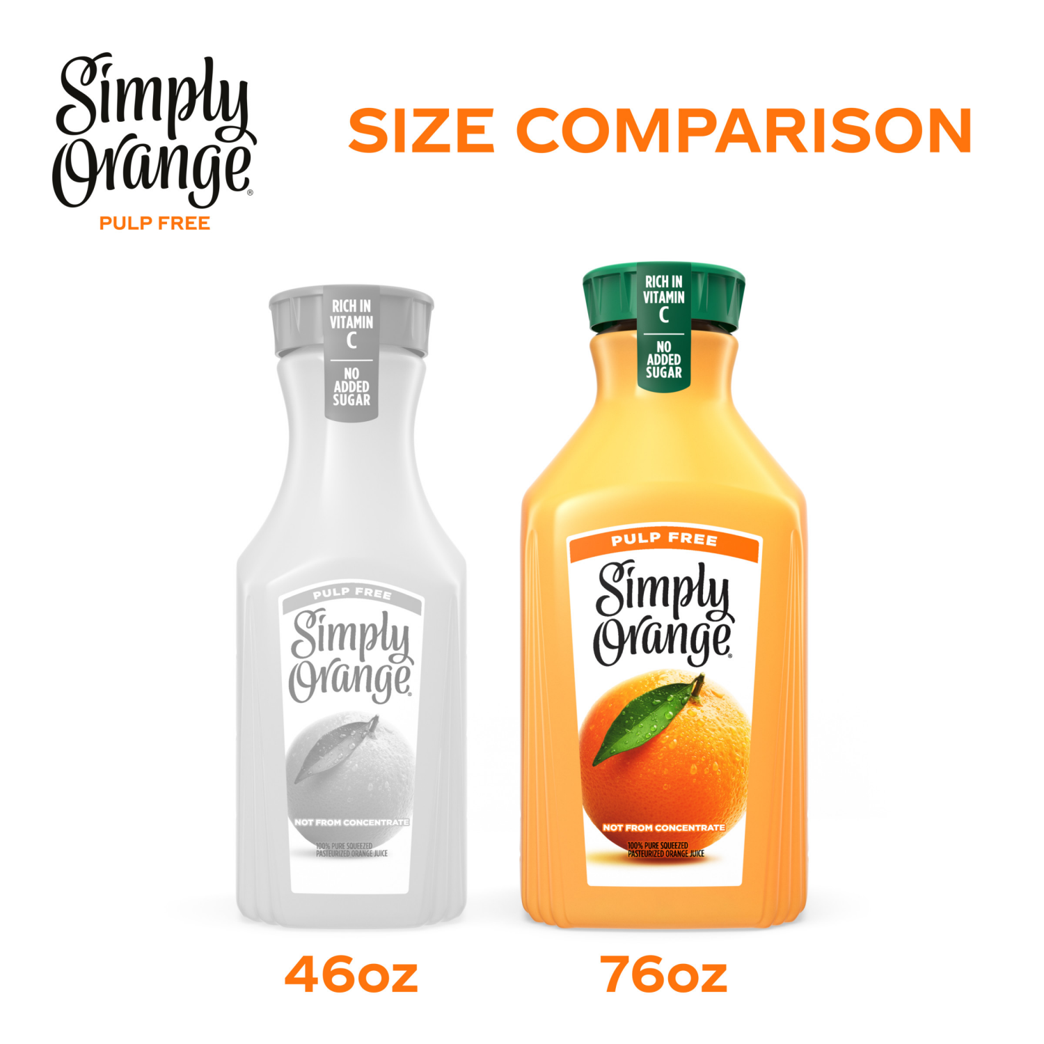 slide 2 of 4, Simply Orange Pulp Free Juice Bottle, 76 fl oz, 76 fl oz
