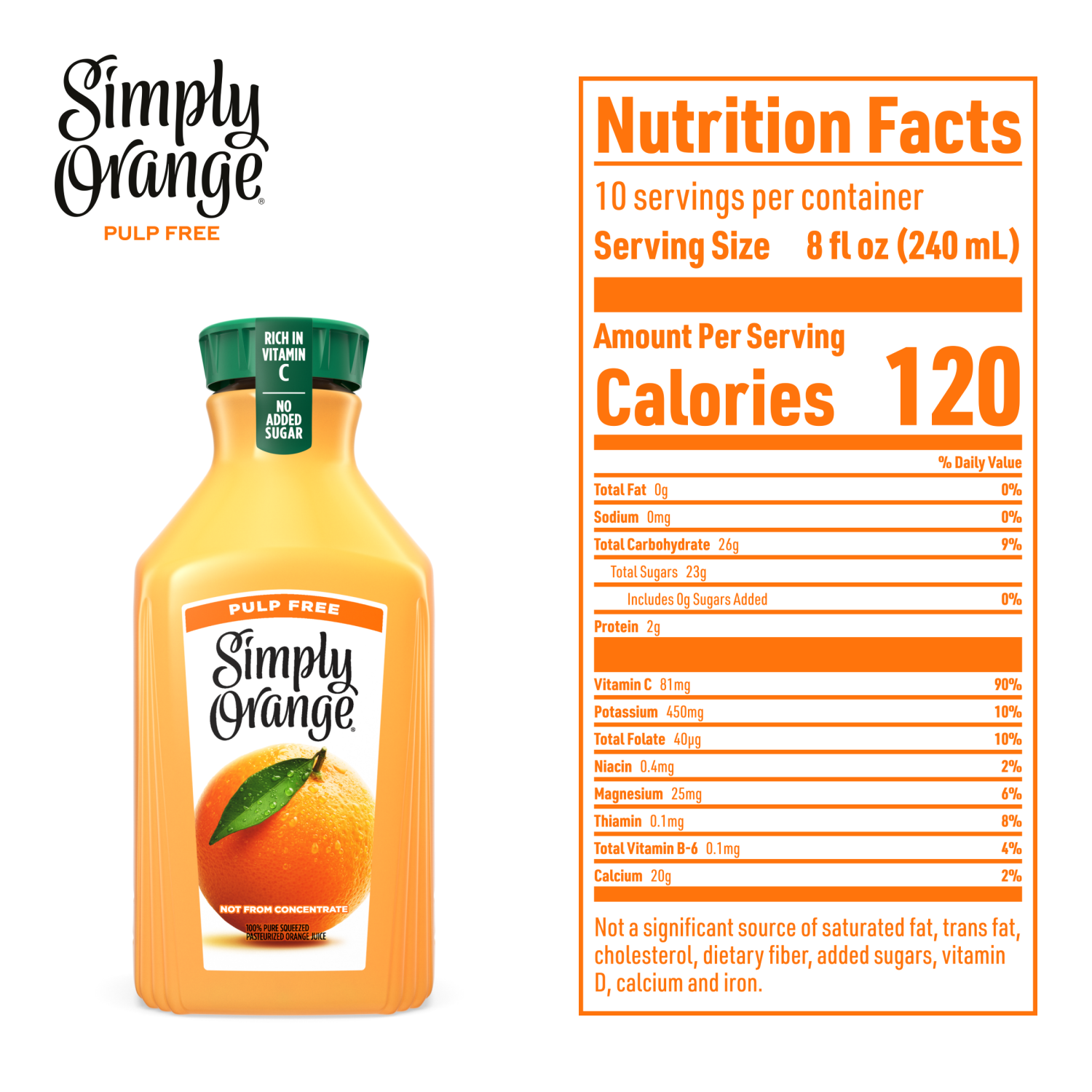 slide 4 of 4, Simply Orange Pulp Free Juice Bottle, 76 fl oz, 76 fl oz