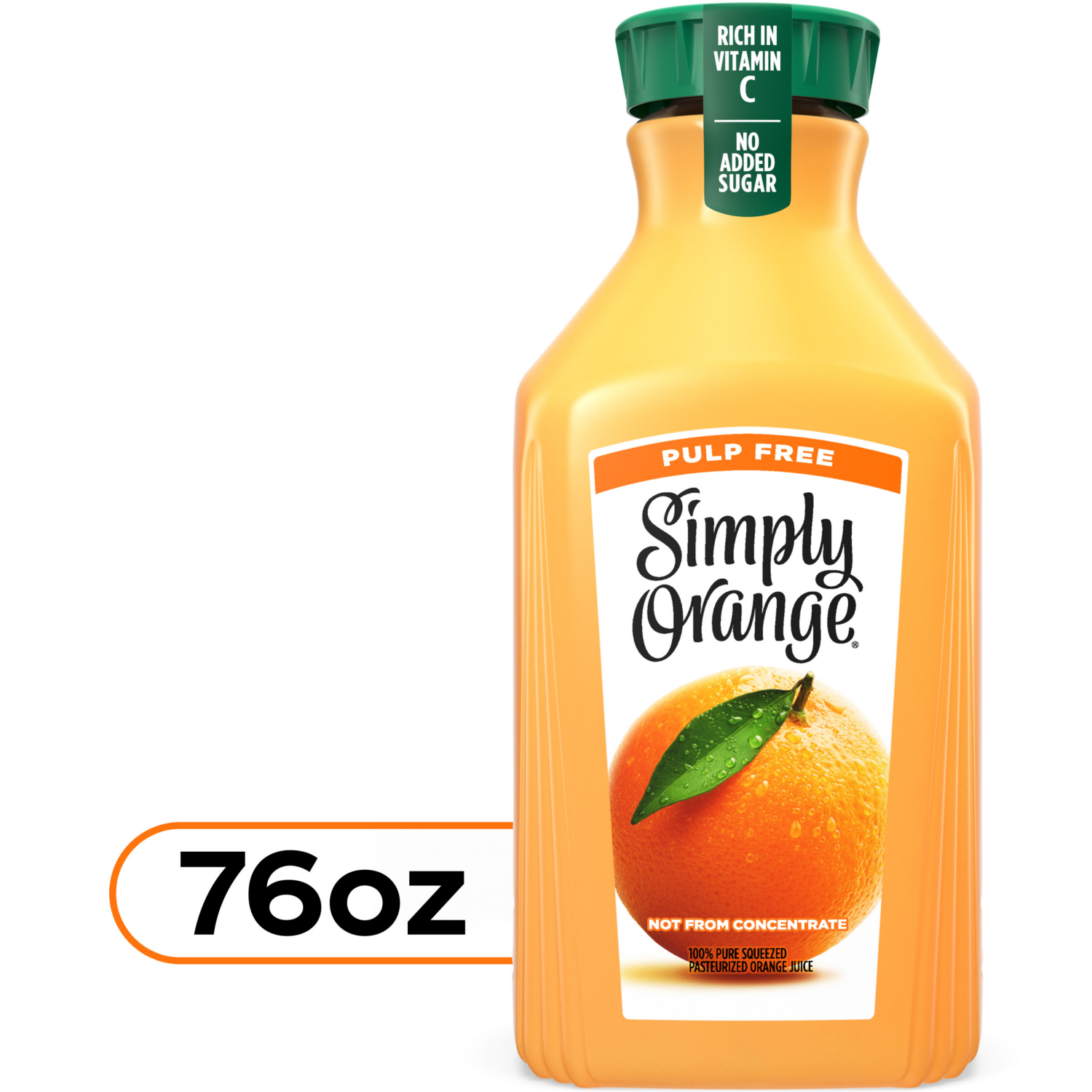 slide 1 of 4, Simply Orange Pulp Free Juice Bottle, 76 fl oz, 76 fl oz
