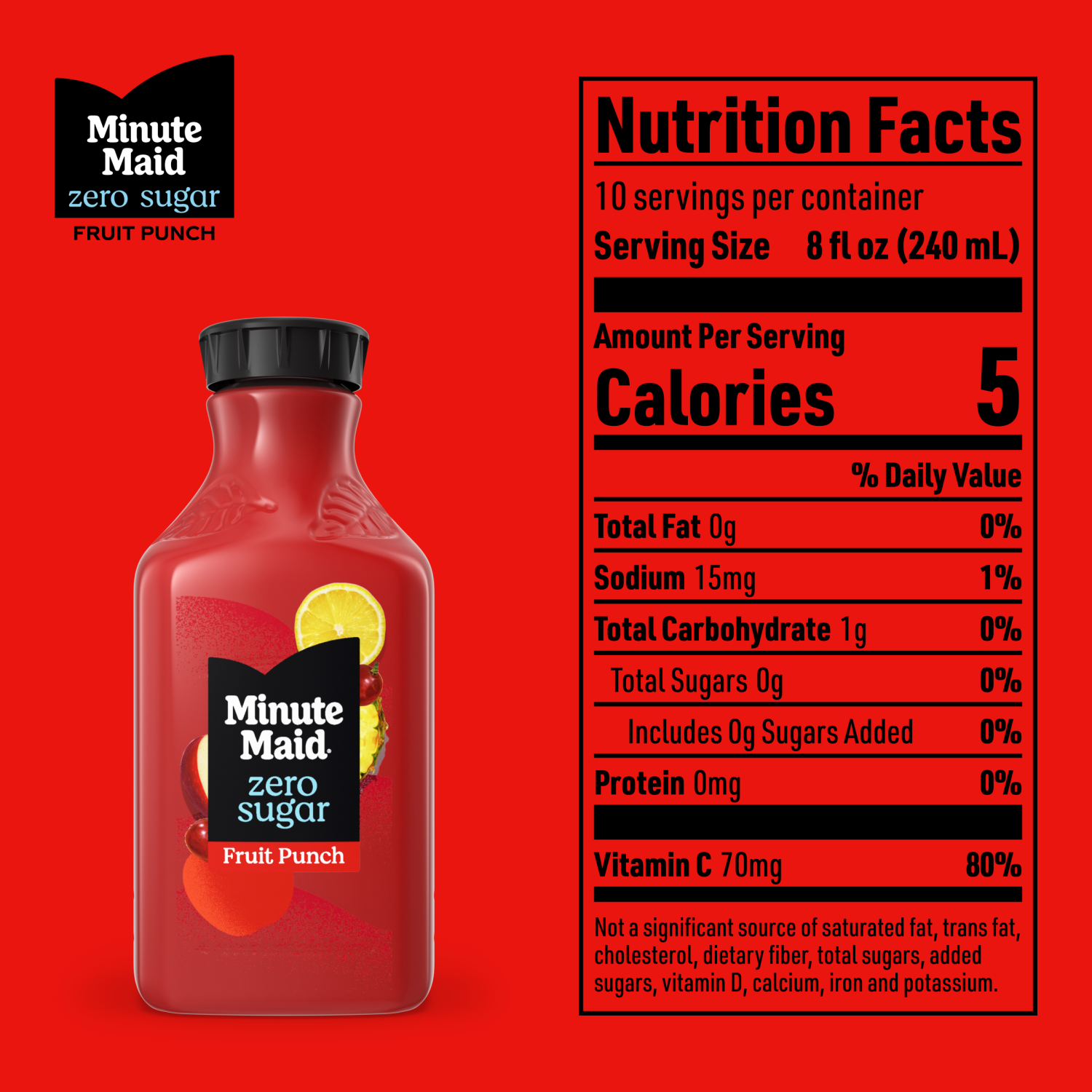 slide 4 of 5, Minute Maid Zero Sugar Fruit Punch Bottle, 76 fl oz, 76 fl oz