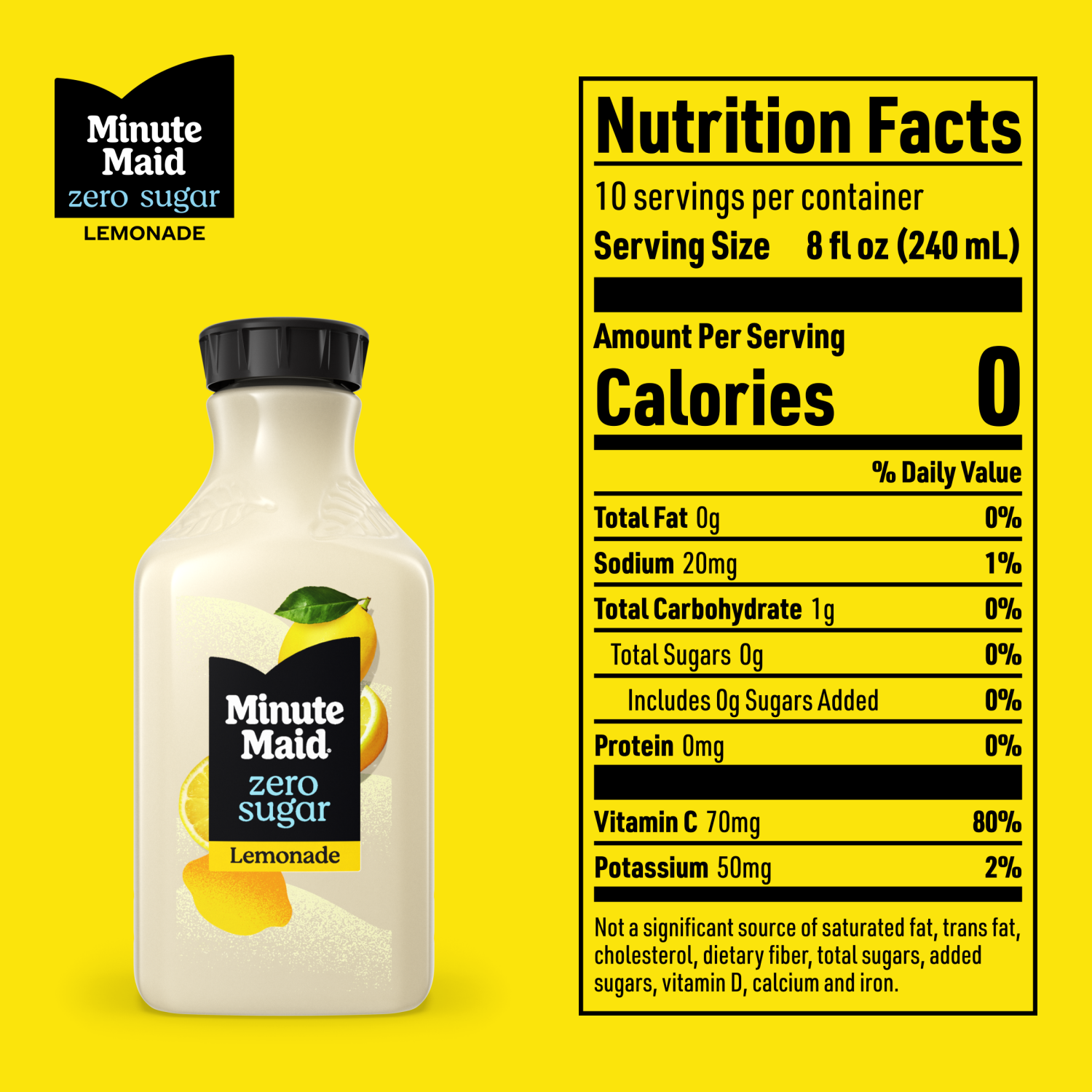slide 4 of 5, Minute Maid Zero Sugar Lemonade Bottle, 76 fl oz, 76 fl oz
