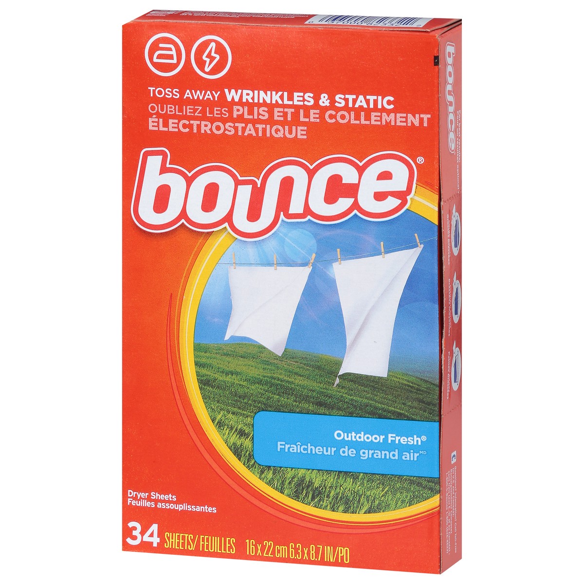 slide 2 of 9, Bounce Dryr Sheet Outdoor, 34 ct