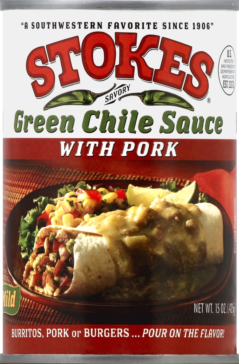 slide 2 of 2, Stokes Green Chile Sauce 15 oz, 15 oz