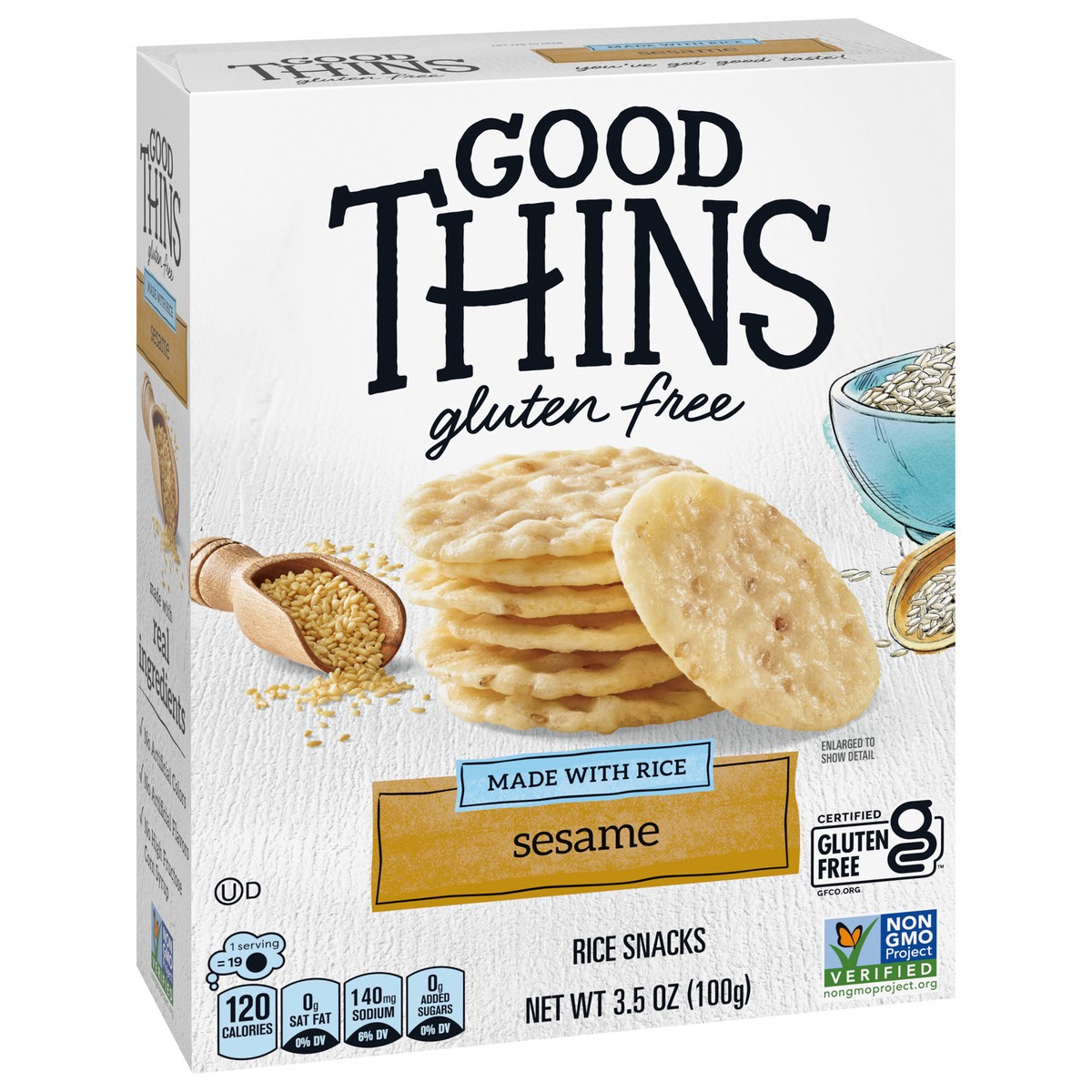 slide 12 of 12, GOOD THiNS Sesame Rice Snacks Gluten Free Crackers, 3.5 oz, 3.5 oz