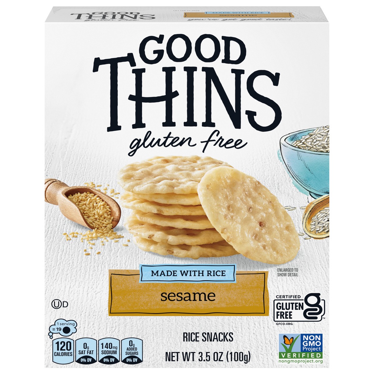 slide 1 of 12, Good Thins Sesame, 3.5 oz