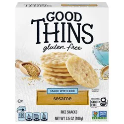 GOOD THiNS Sesame Rice Snacks Gluten Free Crackers, 3.5 oz