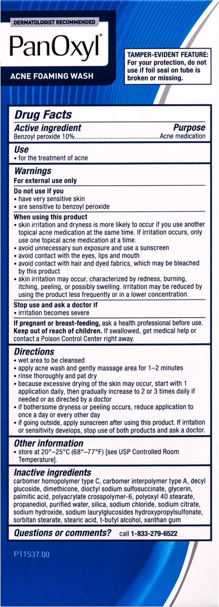slide 7 of 7, PanOxyl Maximum Strength Antimicrobial Acne Foaming Wash for Face, Chest and Back with 10% Benzoyl Peroxide - Unscented - 5.5oz, 5.5 oz