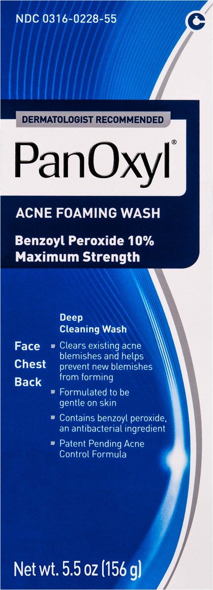 slide 4 of 7, PanOxyl Maximum Strength Antimicrobial Acne Foaming Wash for Face, Chest and Back with 10% Benzoyl Peroxide - Unscented - 5.5oz, 5.5 oz