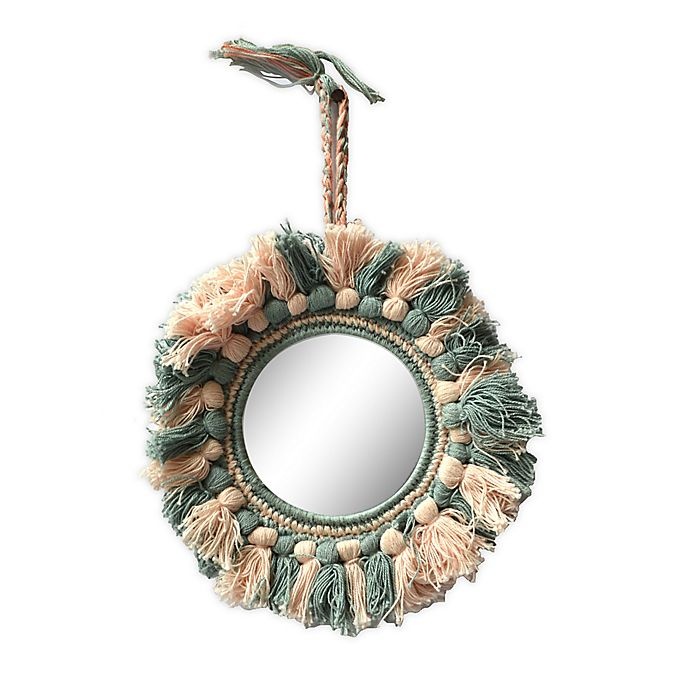 slide 1 of 1, Global Caravan Tassel Round Wall Mirror, 8 in