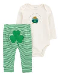 Carter's Baby 2-Piece St. Patrick's Day Bodysuit Pant Set White/Green 18M