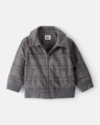 Oshkosh Baby Boy Plaid Long-Sleeve Zip-Up Fashion Jacket - Grey Grey 12M