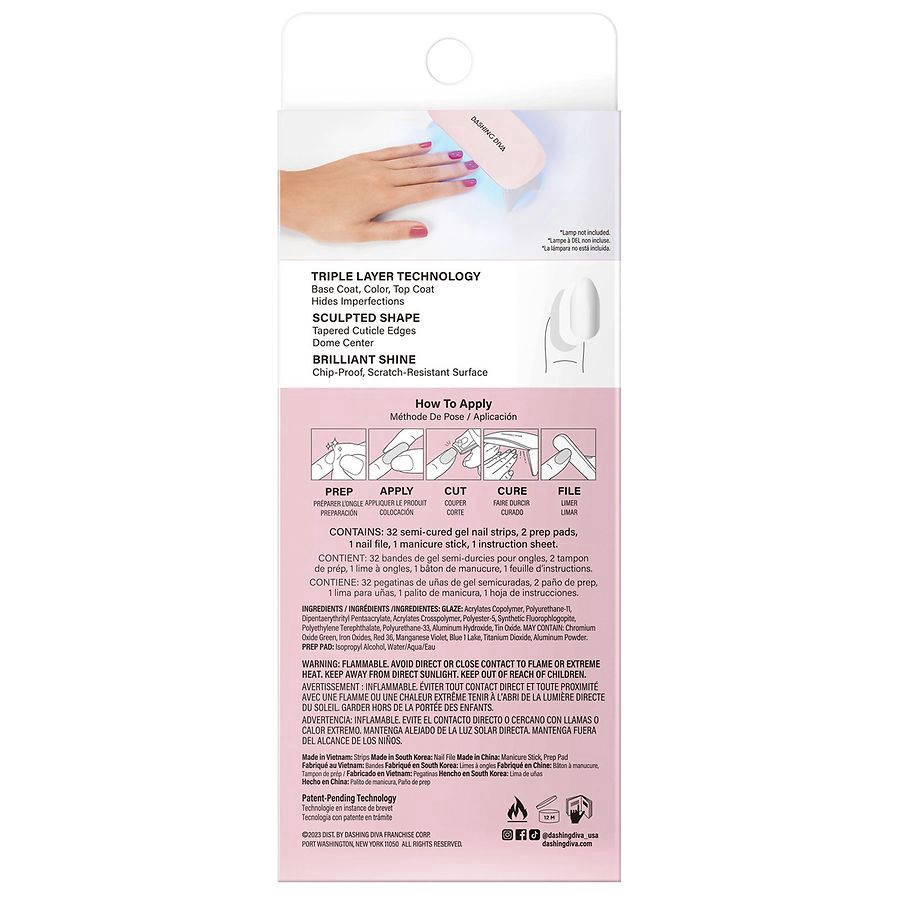 slide 5 of 5, Dashing Diva Glaze LED Semi-Cured Gel Nail Strips, 1 ct