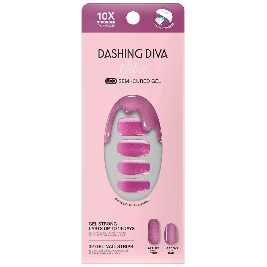 slide 1 of 5, Dashing Diva Glaze LED Semi-Cured Gel Nail Strips, 1 ct