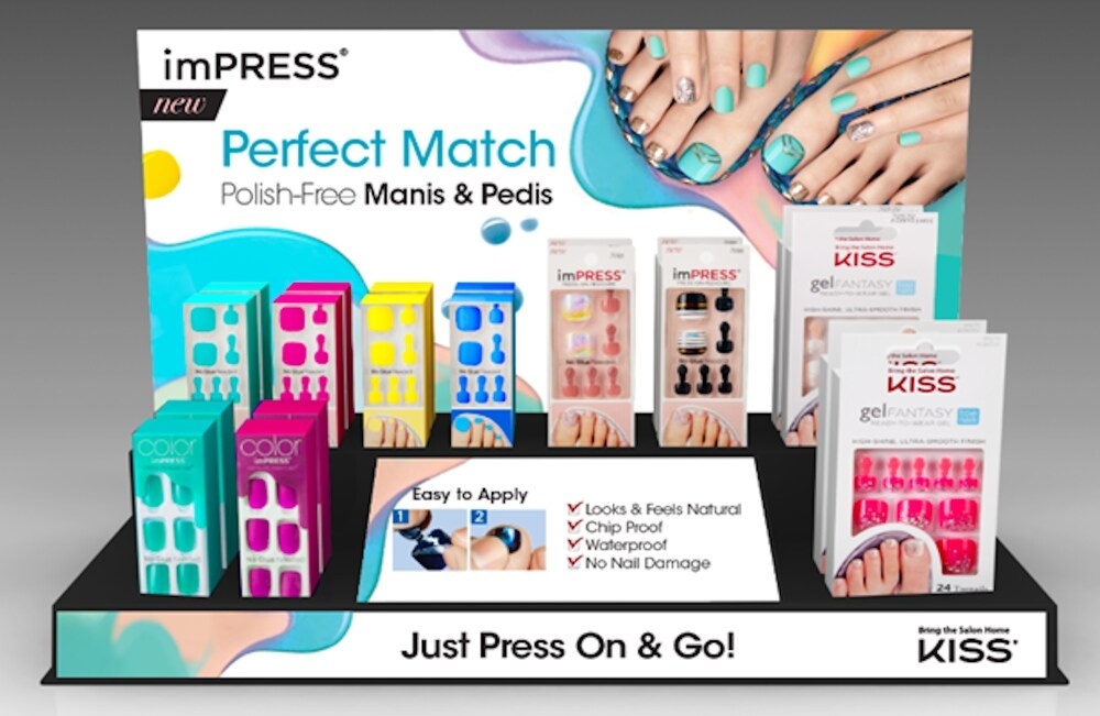 slide 1 of 1, Kiss imPRESS Color Press-On Pedicure With Coffee, 1 ct