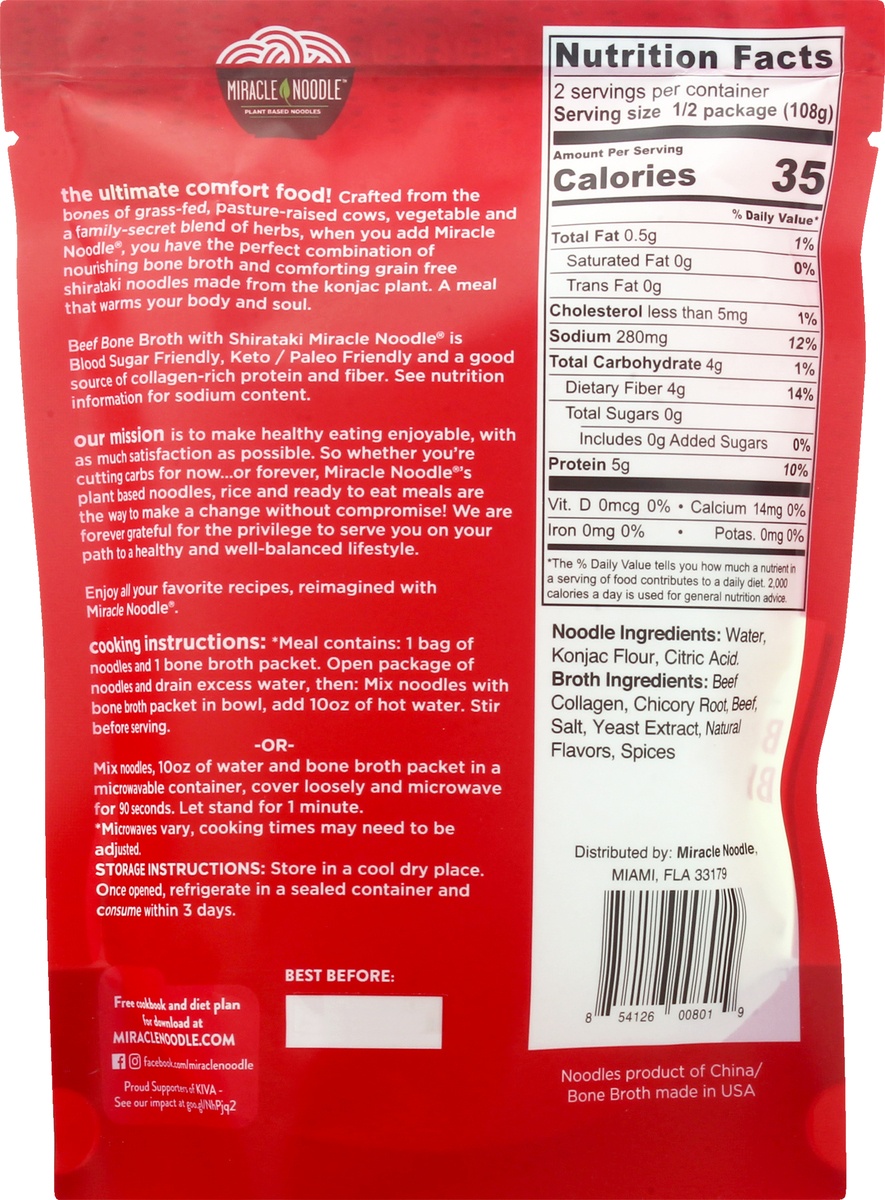 slide 4 of 9, Miracle Noodle Bone Broth Beef Noodle Soup 7.6 oz,