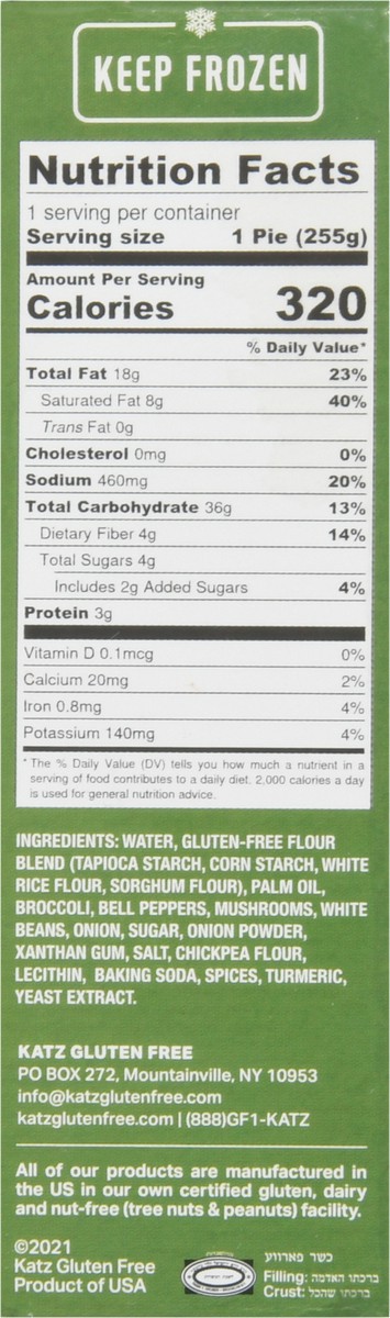 slide 4 of 9, Katz Gluten Free Mushroom Broccoli Pot Pie 9.0 oz, 9 oz