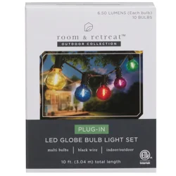 Room & Retreat Led Filament Lights, Multicolor, G40, 10 Count