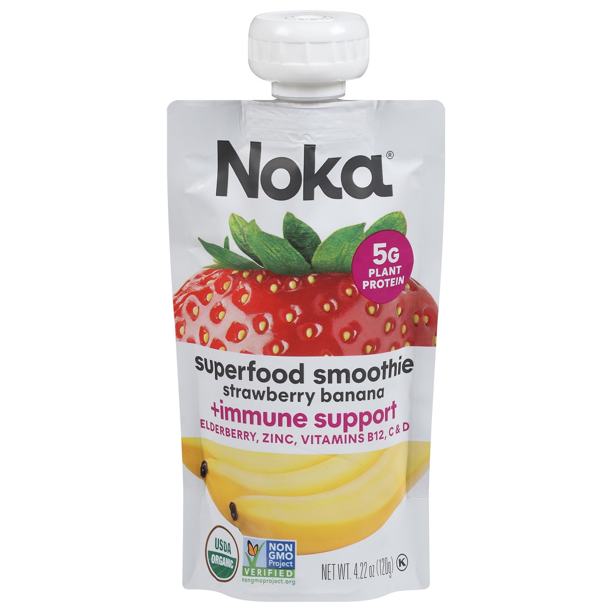 slide 1 of 9, NOKA Strawberry Banana Superfood Smoothie 4.22 oz, 4.22 oz