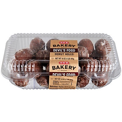 slide 1 of 1, H-E-B Chocolate Glazed Donut Holes, 16 oz