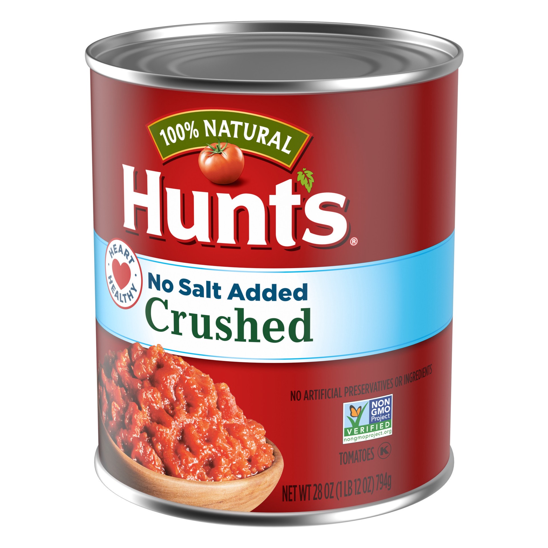 slide 2 of 5, Hunt's Crushed Tomatoes 100% Natural With No Salt Added, 28 oz., 28 oz