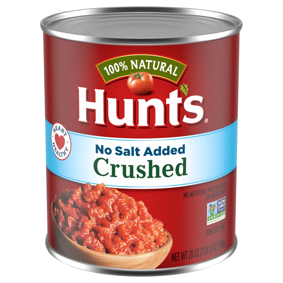 slide 1 of 5, Hunt's Crushed Tomatoes 100% Natural With No Salt Added, 28 oz., 28 oz