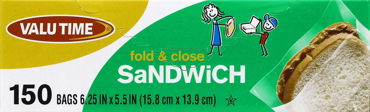 slide 4 of 6, Valu Time Fold and Close Sandwich Bag, 150 ct