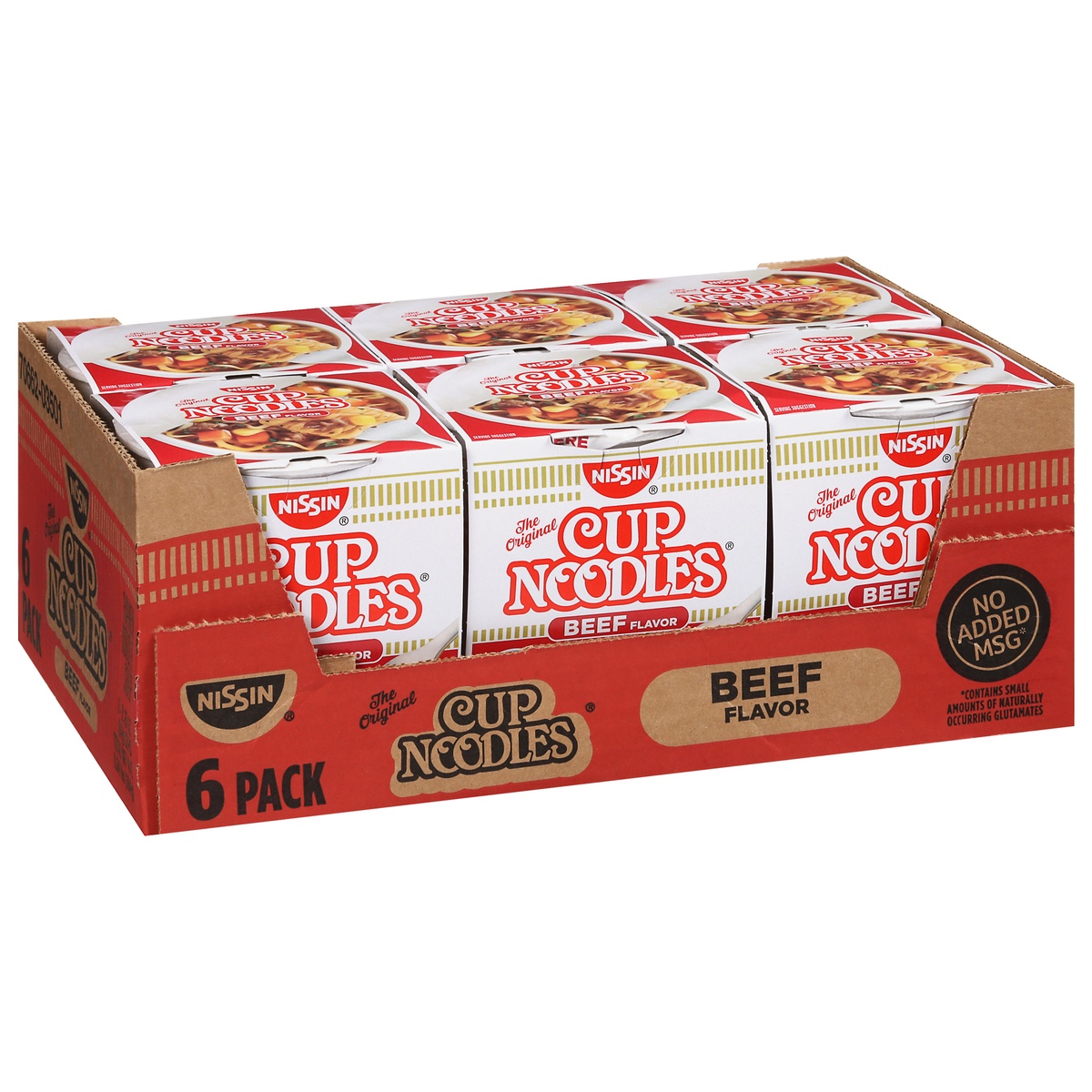 slide 5 of 9, Nissin Cup Noodles 6 Pack Beef Flavor Ramen Noodle Soup 6 - 2.25 oz Cups, 6 ct; 2.2 oz