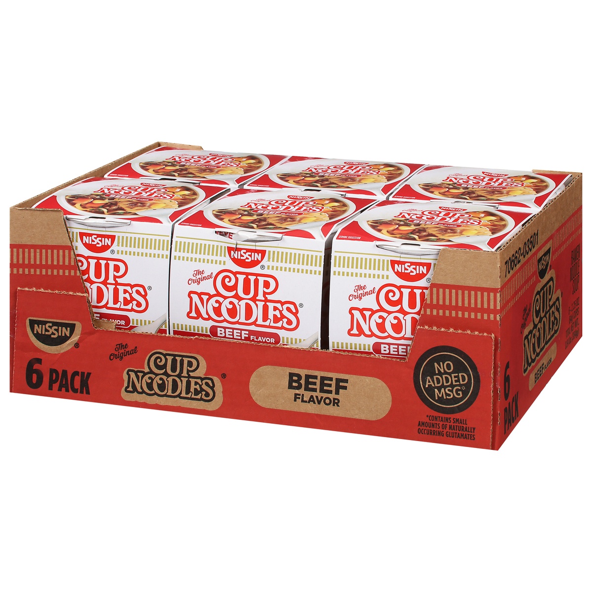 slide 6 of 9, Nissin Cup Noodles 6 Pack Beef Flavor Ramen Noodle Soup 6 - 2.25 oz Cups, 6 ct; 2.2 oz