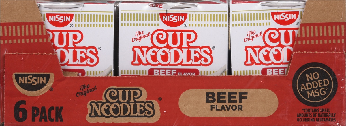 slide 9 of 9, Nissin Cup Noodles 6 Pack Beef Flavor Ramen Noodle Soup 6 - 2.25 oz Cups, 6 ct; 2.2 oz