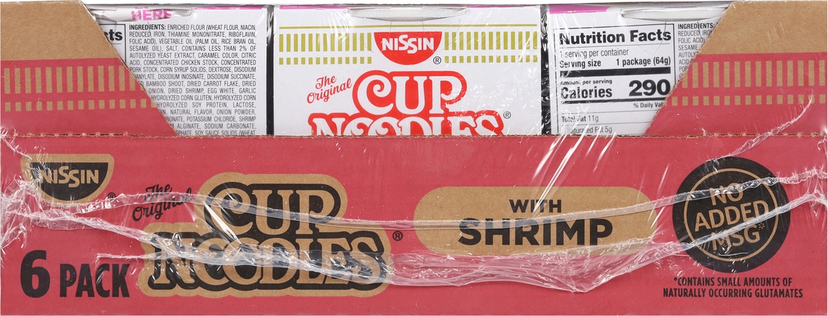 slide 4 of 9, Nissin Cup Noodles 6 Pack Ramen Noodle Soup with Shrimp 6 - 2.25 oz Cups, 