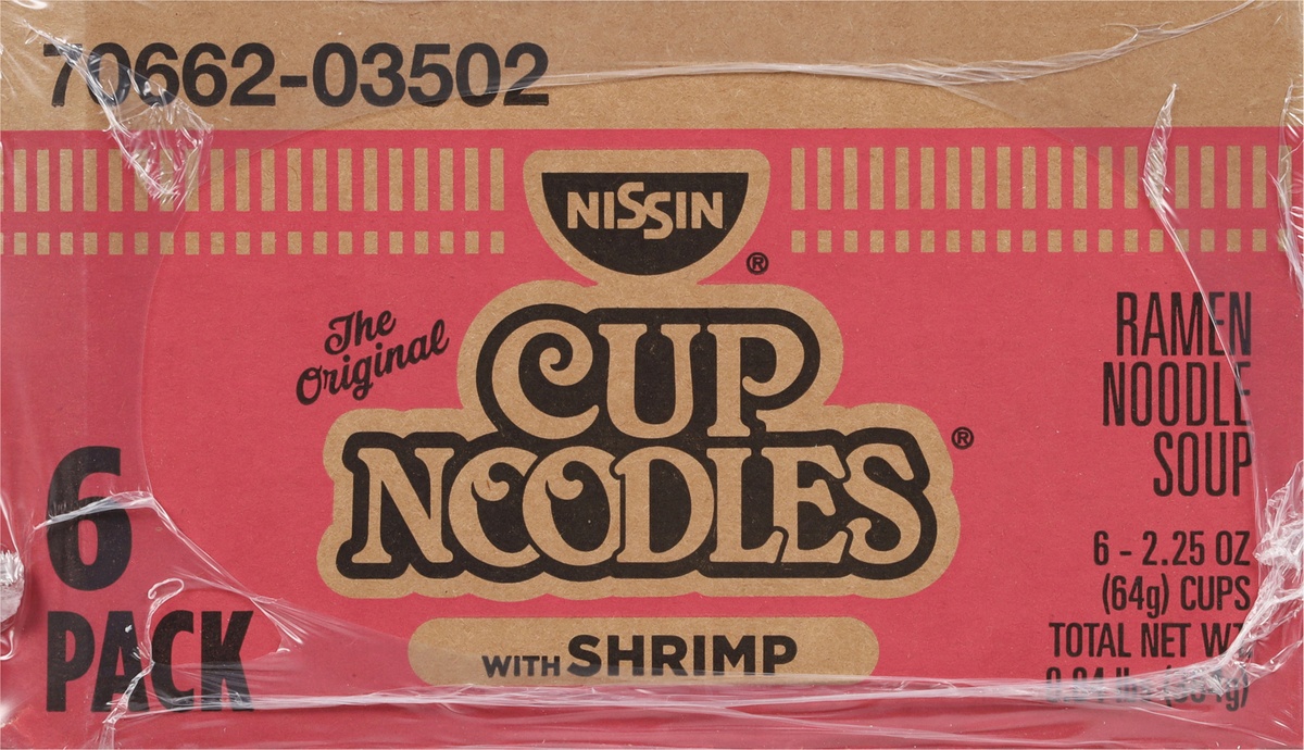 slide 8 of 9, Nissin Cup Noodles 6 Pack Ramen Noodle Soup with Shrimp 6 - 2.25 oz Cups, 