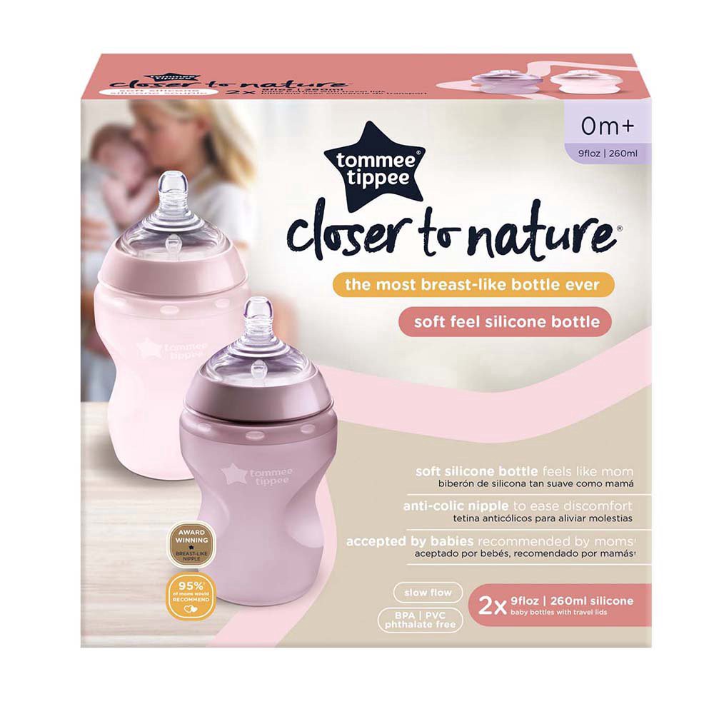 slide 1 of 1, Tommee Tippee Closer To Nature 9 oz Silicone Bottle, 2 ct