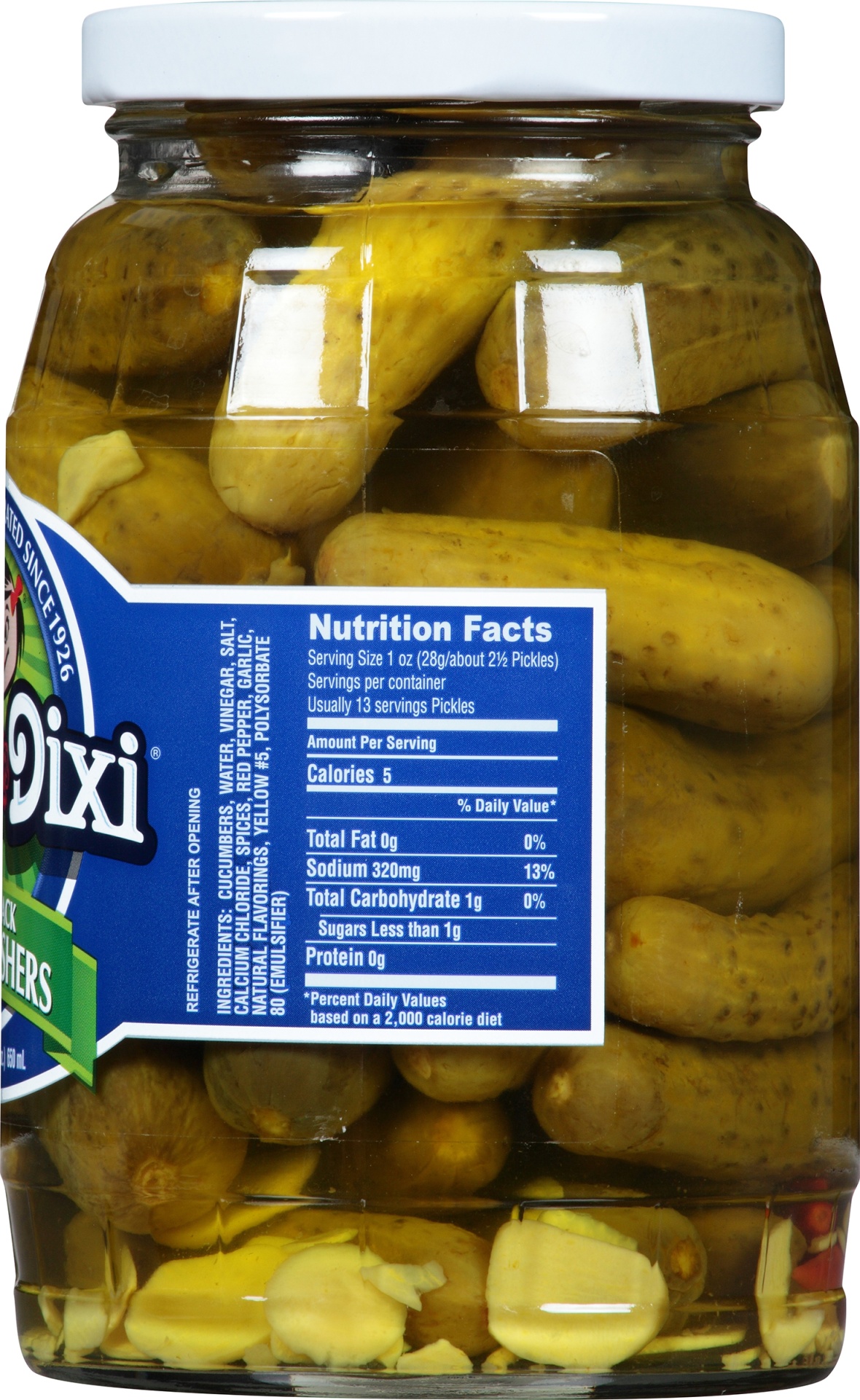 slide 3 of 5, Del-Dixi Baby Kosher Pickles, 22 oz